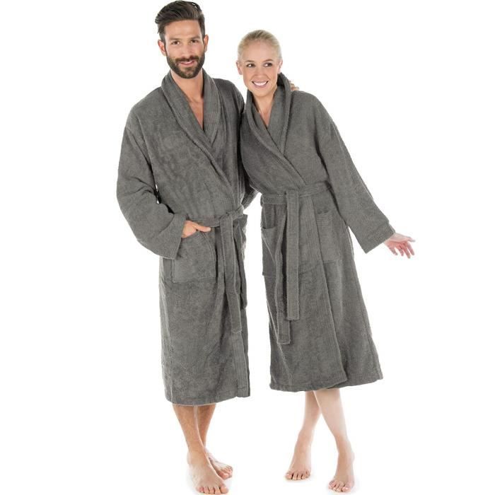 CelinaTex Texas Peignoir De Bain Capuche De Deux Couleurs Longue Poches Appliquées Femme Homme Unisexe Microfibre Laine Polaire de corail XXXL blanc créme gris