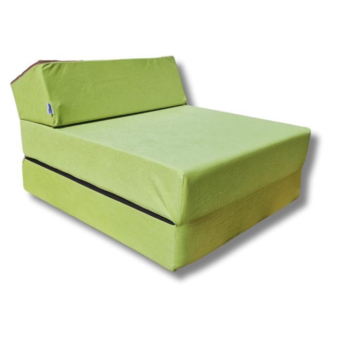 Matelas chauffeuse lit fauteuil futon pliable pliant 160x60x12 cm - NATALIA SPZOO - Vert - Mousse - Ferme - 1 place