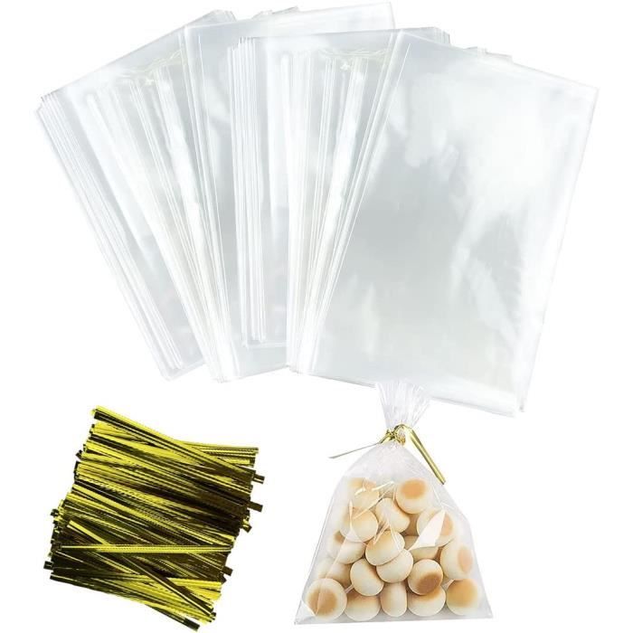 100 pièces sachets de bonbons en cellophane transparent avec