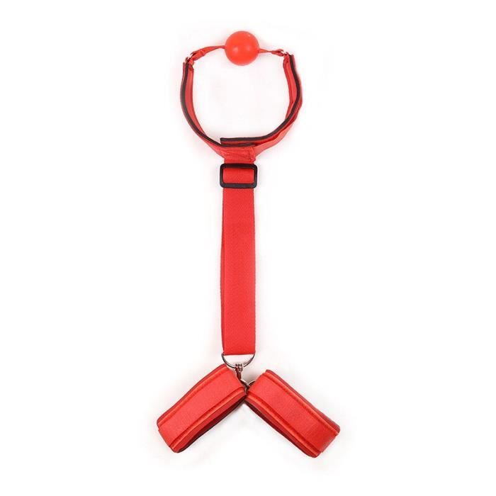 Set Bondage Fétish Noir - Menottes Cheville, Bâillon Avec Minuterie - ABS Et Acier - Neuf