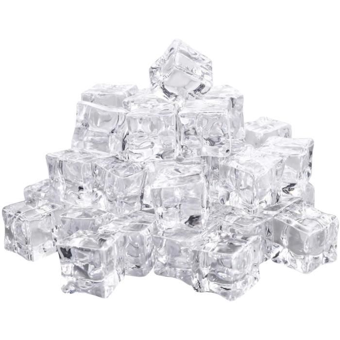 Effacer Forme carrée 15 pcs artificielle Acrylique Cubes de glace Cristal Faux Glaçons pour fête mariage Photographie Home Decor Acrylique 2cm 