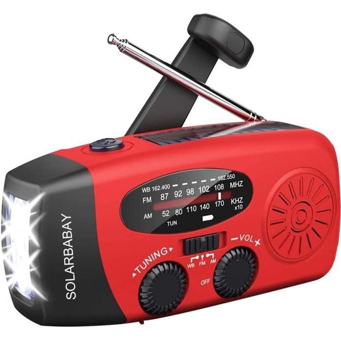 Radio D'Urgence Raddy SH-906 - 10000 MAh - Solaire/Manivelle/USB - AM/FM/SW/VHF - Lampe SOS