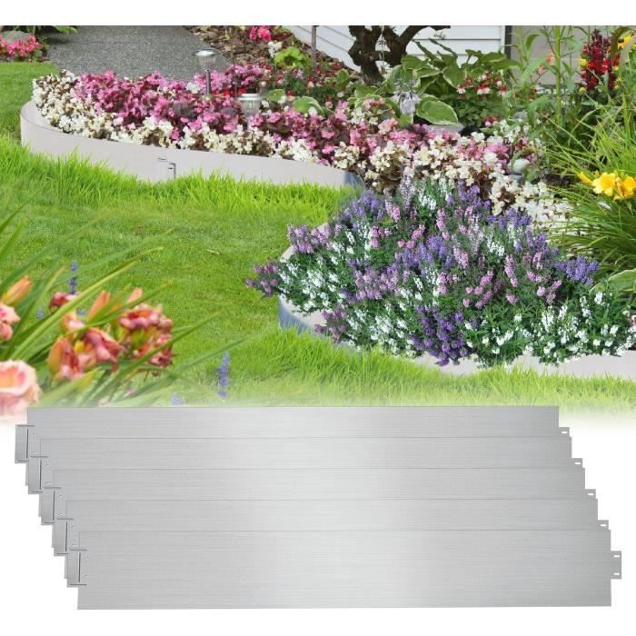 Bordure De Pelouse Galvanisée 15 M - En Acier Souple, 100x18 Cm Par élément, Pour Délimiter Parterres Et Gazon
