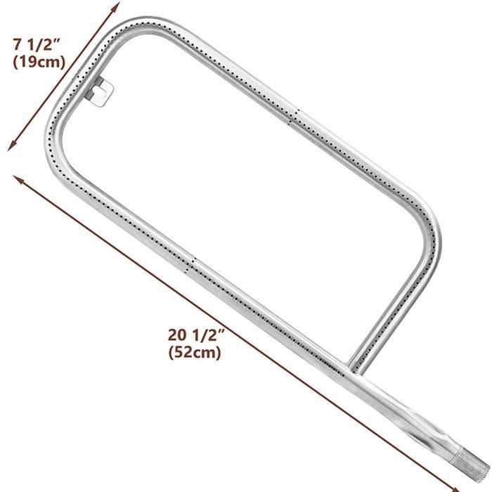 Brûleur Acier Inox 304 De Rechange Pour Weber Q200, Q2000, Q20 – Dimensions 52 X 19 Cm
