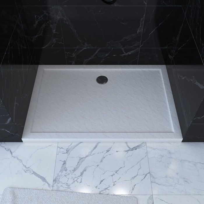Receveur de douche à effet pierre - Blanc - 120 x 80 cm