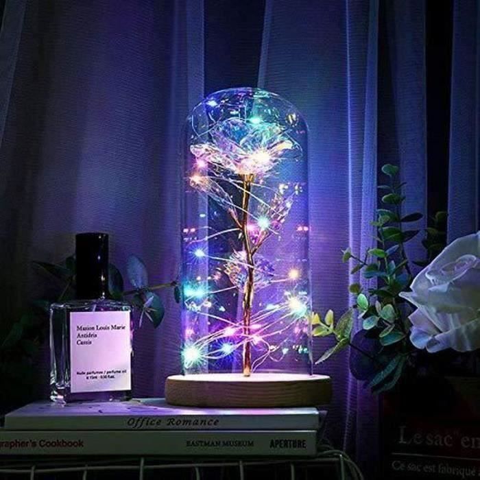 Rose Éternelle Sous Cloche La Belle Et La Bête Avec LED - Cadeau Romantique