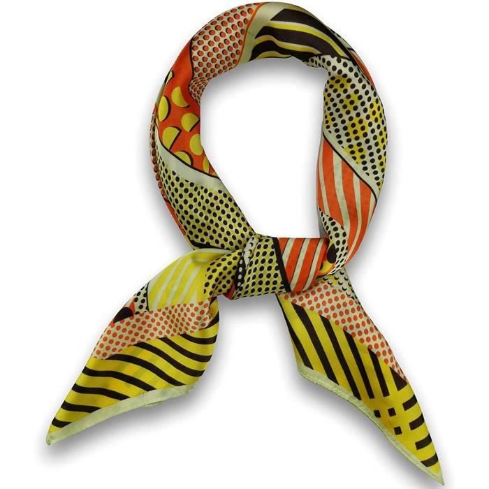 Foulard Carré En Soie Street One Vintage Gris - Accessoire Femme Gavroche Style Bandana - Bon état