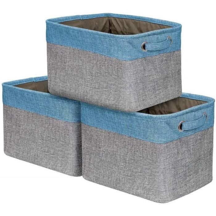 4 Paniers De Rangement Pliables En Coton Lin - Avec Poignées Multifonction (4 Couleurs)