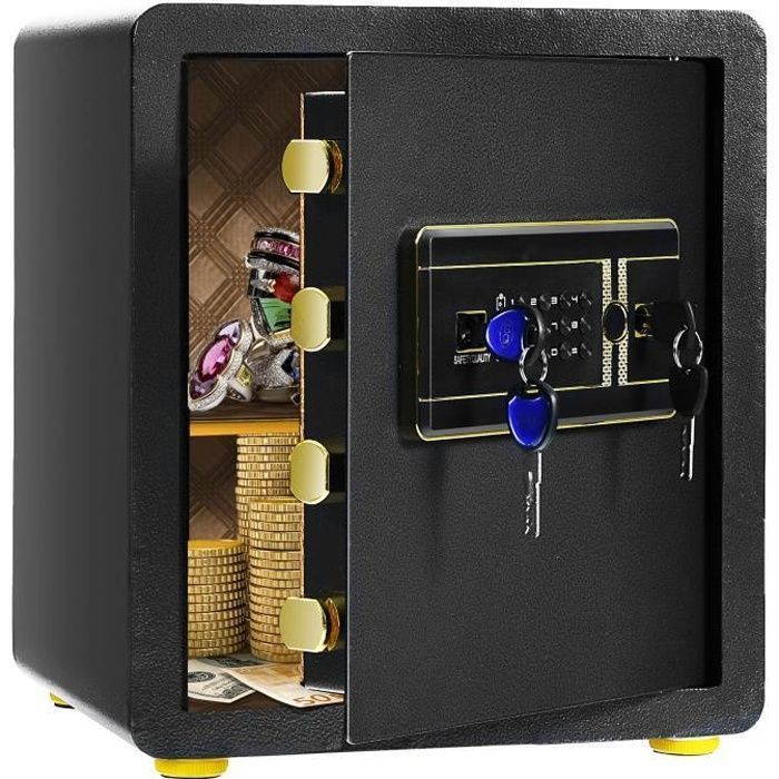 Coffre-fort de S&eacute;curit&eacute; &Eacute;lectronique 36 x 31 x 41 CM 46 L Syst&egrave;me d'Alarme Clavier Num&eacute;rique 4 Cl&eacute;s