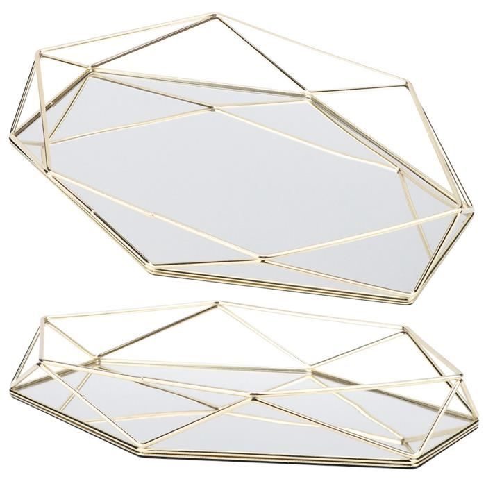 Plateau Miroir Doré 17.5 Cm - Plateau Déco Vanité, Bijoux, Parfums - 9