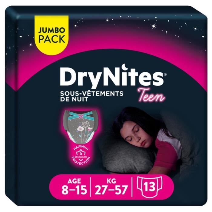 HUGGIES Culottes de nuit pour fille Drynite - 16 pièces - 8 à 15