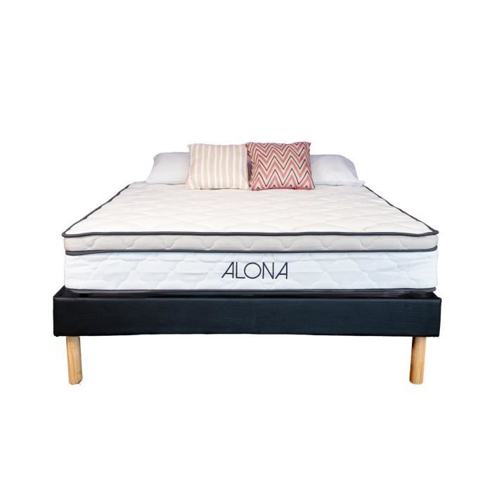 Matelas + Sommier - ALONA - Gregory Noir - 140x200 cm - Mémoire de forme - 80 Kg/m3 Matelas + Sommier - ALONA - Gregory Noir - 140x200 cm - Mémoire de forme - 80 Kg/m3