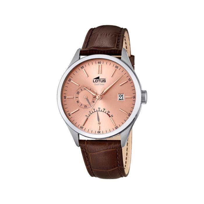 Montre lotus homme bracelet cuir marron deals