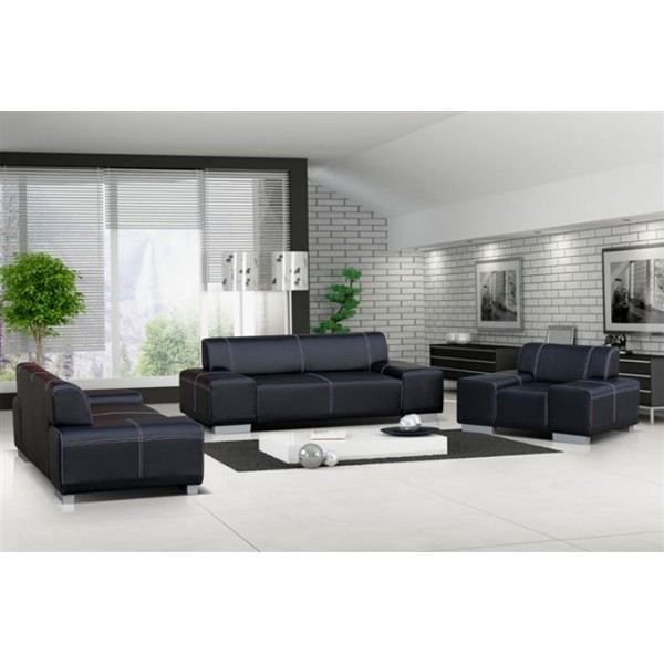 Ensemble Canape Et Fauteuil 3 2 1 Flavio Noir Achat Vente