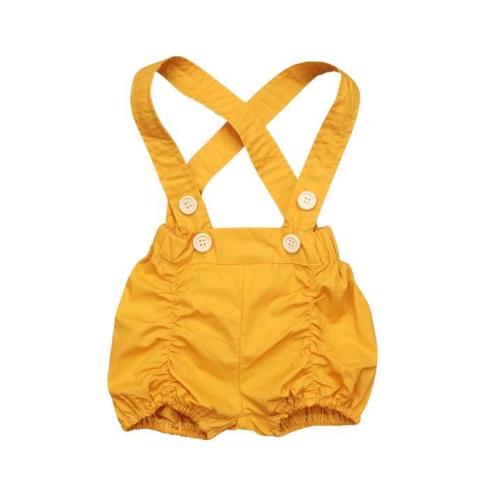 Bebe Enfant Fille Short A Bretelles Salopette Short Vetement Ete Mode Jaune Cdiscount Pret A Porter