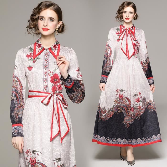 Robe Bohème Imprimé Floral Manches Longues élastiques - Longueur 125 Cm, Taille Unique, Rayon, Neuf Avec étiquettes