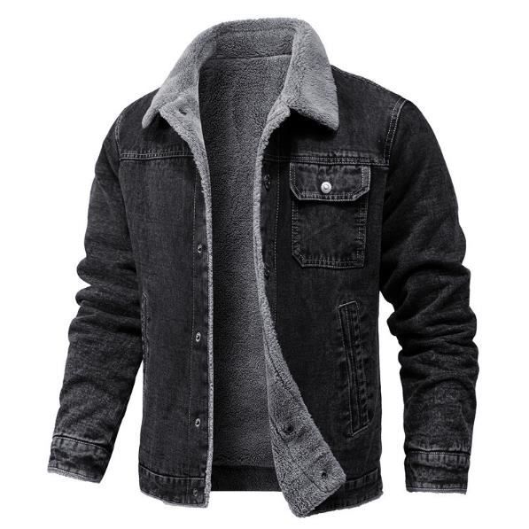 Sherpa Veste en Denim Homme Veste en Jean avec Fourrure Homme