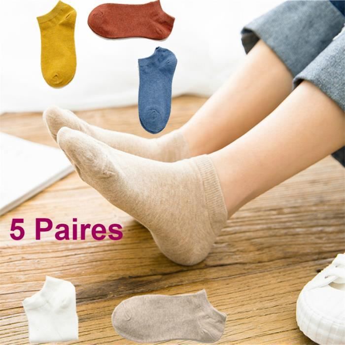 Chaussettes Basses Socquettes de Sport Femme Filles Chaussettes d'été  Antiglisse Décontracté Respirantes en coton style école