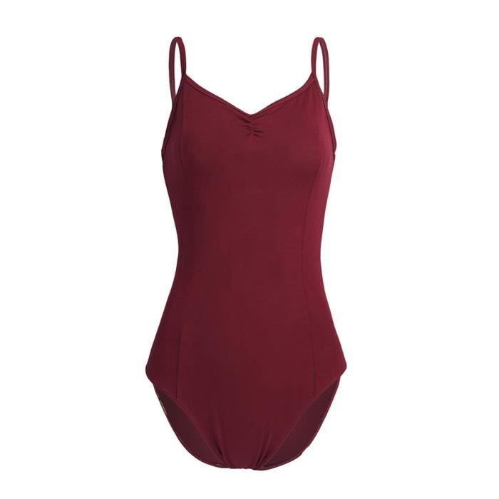 YONGHS-FR Femme Justaucorps Danse Classique Bodysuit Leotard Gym Ballet Jumpsuit XS-XL Bordeaux