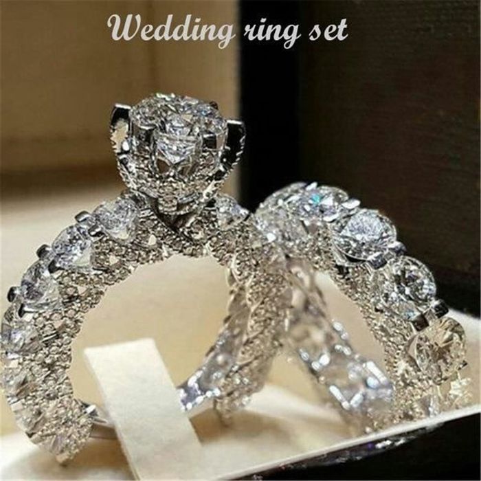 Bague Cocktail En Argent Sterling 925 - Zircone Cubique 2,5 Cts - Taille 8 - Neuf