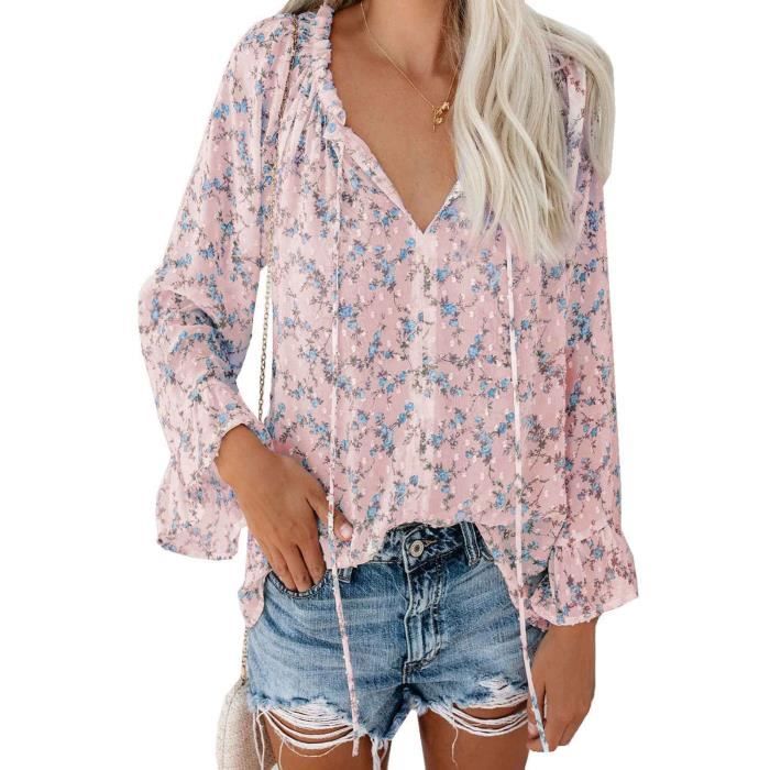 Chemisier Esprit Manches Courtes Blanc à Motifs Floraux - Taille 42, Occasion En Très Bon état