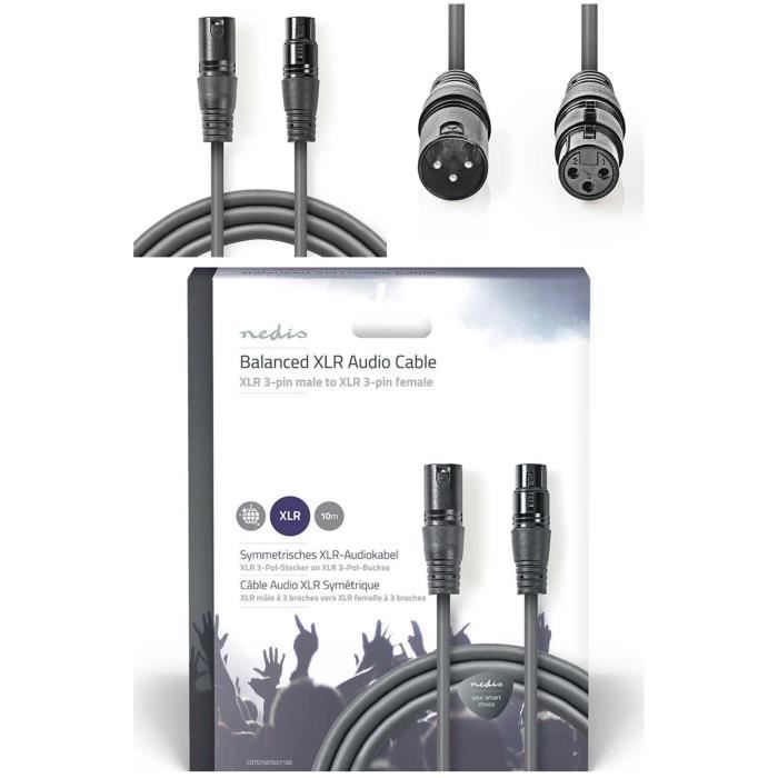 Nedis Câble XLR Symétrique M/F (3m) - Câble audio numérique - Garantie 3  ans LDLC