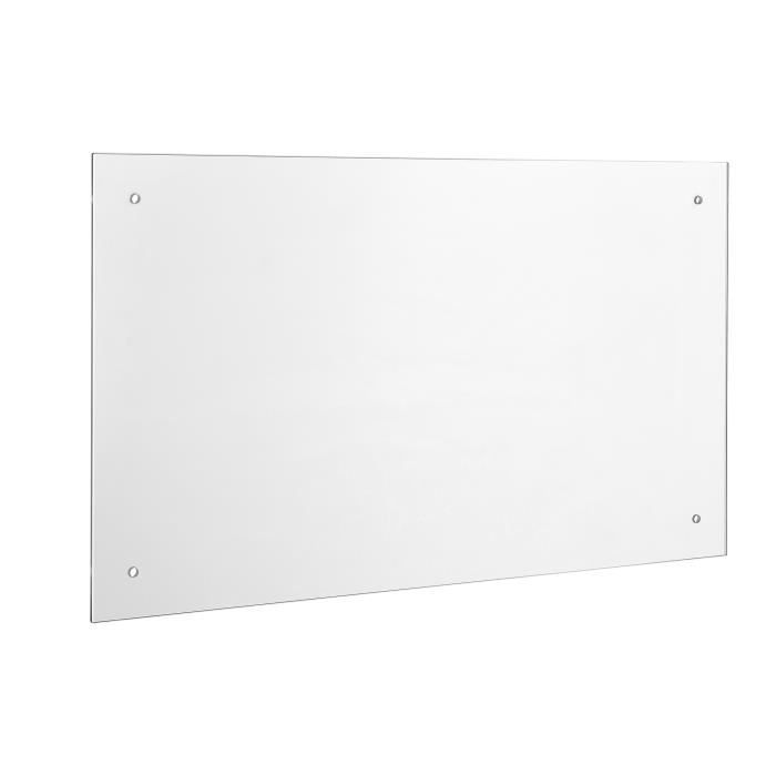 Verre Fond de hotte 90x50cm verre clair la cuisinière Protection contre les éclaboussements de gras