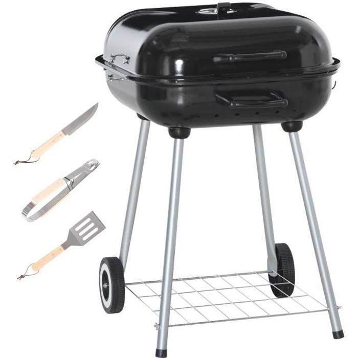 Outsunny - Grille de barbecue pliable portable avec trépied - Ø 50 x 21H cm  - acier galvanisé