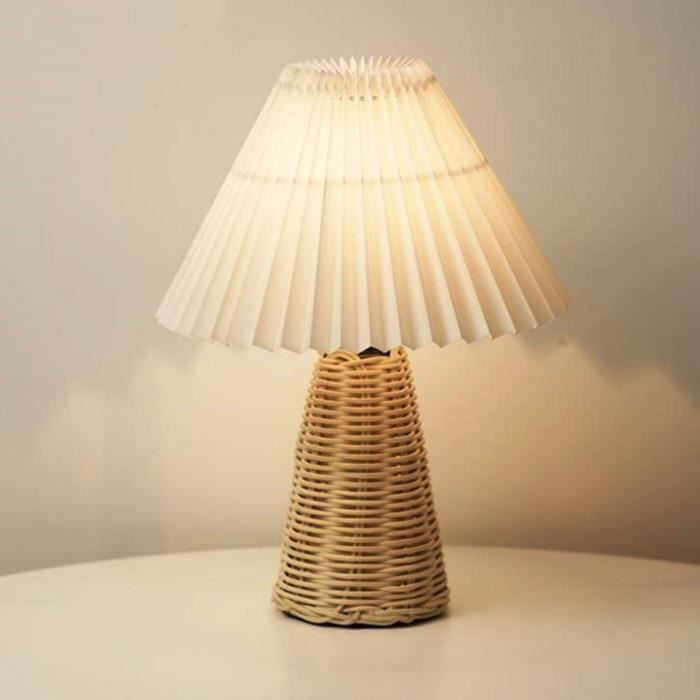 Lampe plissée en rotin - SONEW - Vintage - Éclairage doux - Rechargeable USB - 3W