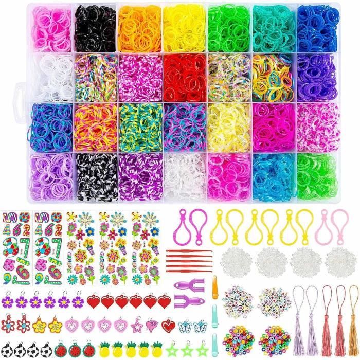 Kit De 2500 Élastiques Bracelets – 40 Couleurs Avec Boîte, Perles Et Accessoires Pour Créations DIY