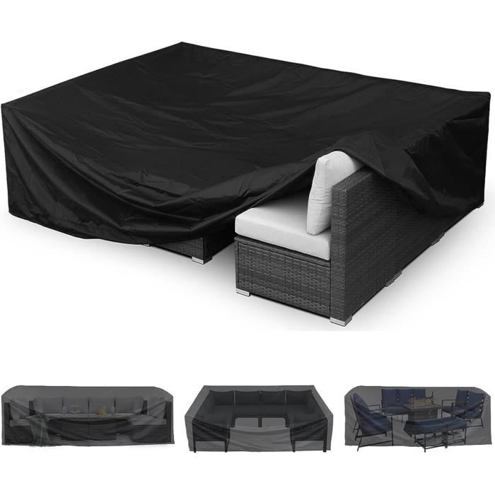 KDXAOBEI Housse Salon De Jardin Exterieur, 200x120x90cm 420D Oxford Housse Table De Jardin Impermeable, Housse De Protection Salon De Jardin Avec Corde Et Boucle Verrouillage, Résistance Au Vent