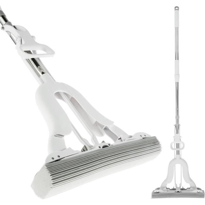 Balai Serpillère Avec Éponge Extra Et Manche 125cm - Fonction Serrage Pratique