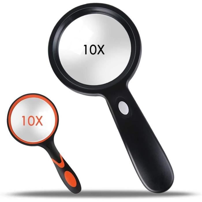 AFUNTA Loupe de poche avec lère1 loupe grossissante x10 avec 12 lères