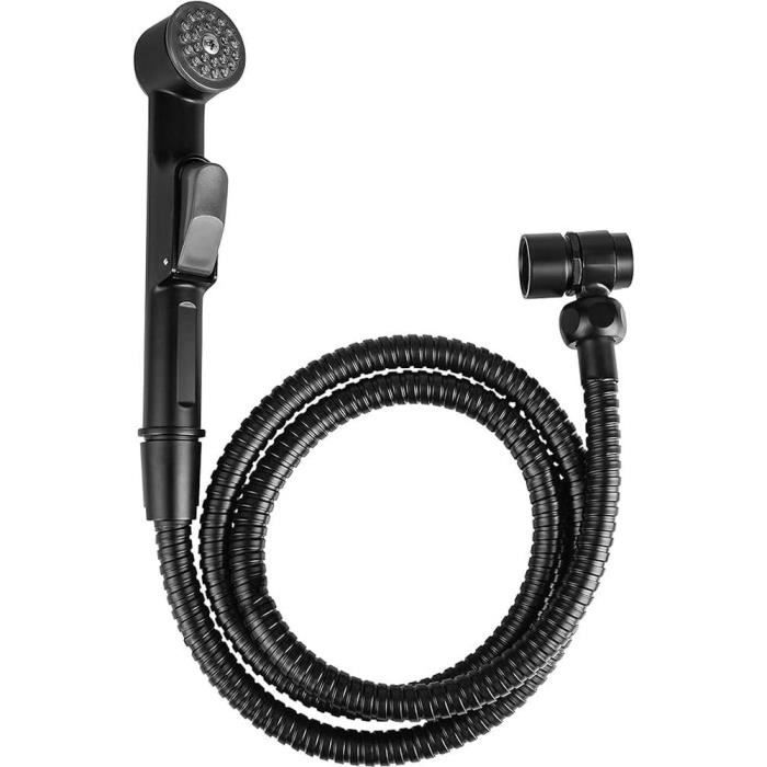 Kit Douchette WC Complet - Douchette ABS Chromé, Flexible Inox 120 Cm, Support Mural, Robinet 2 Voies - Installation Facile Sur Arrivée D'eau Apparente