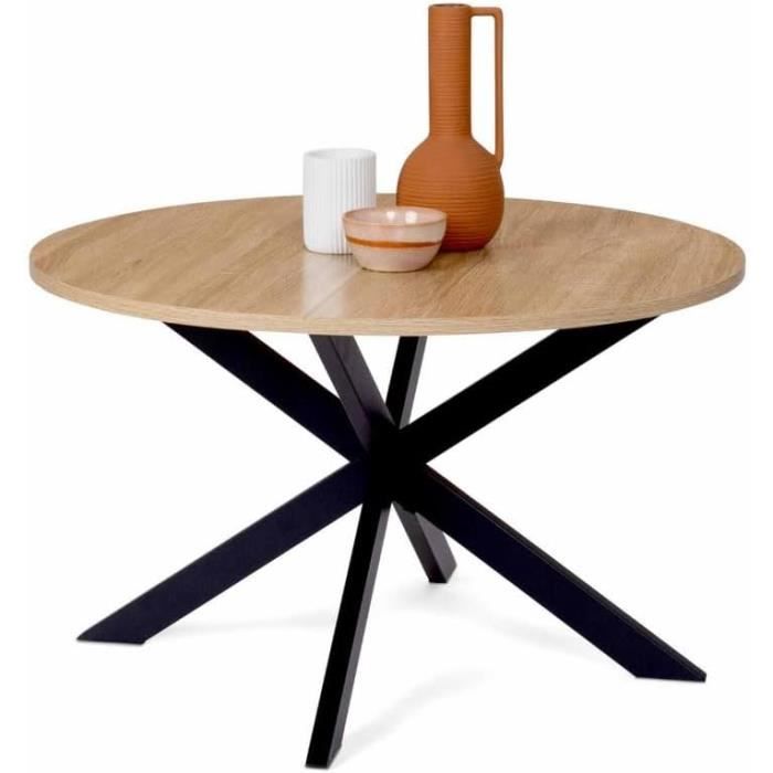 IDMarket Esstisch Alix Rund 110cm - Buche Optik Mit Spinnenfuß Für 6 Personen