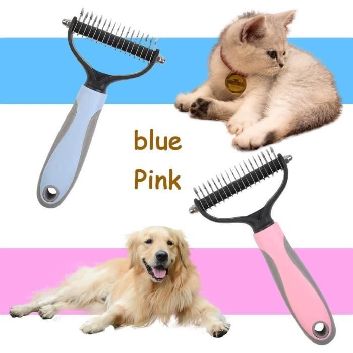 Peigne Autonettoyant Pour Chats Et Chiens - Double Longueur De Dents, Bouton Éjection, 2 Pièces (Jaune)