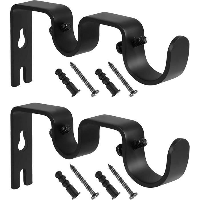 Embouts De Tringle à Rideaux Ronds Noirs - Lot De 2 - Fer Résistant - Faciles à Installer - 28 Mm