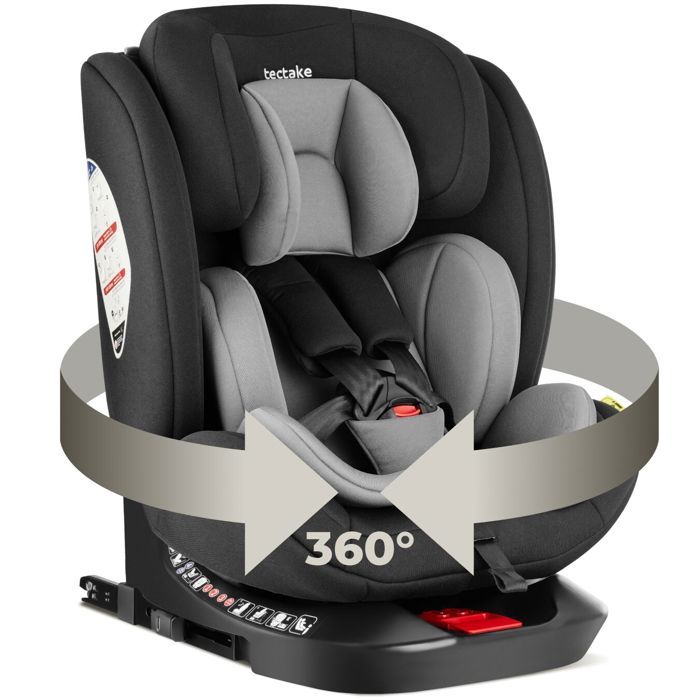 Siège auto - TECTAKE - Siège auto pivotant LINUS norme i-Size avec ISOFIX protection latérale rotation 360° harnais 5 points app