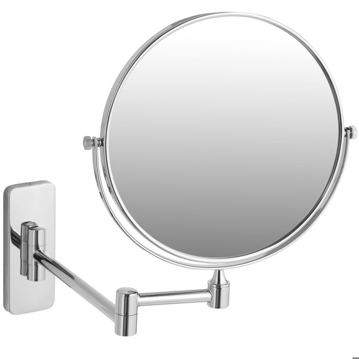 TECTAKE MIROIR DE SALLE DE BAIN -  - Miroir de Salle de bain grossissant x5 en Acier Rond double face Inclinable et pivotable &agrave; 360&deg; 