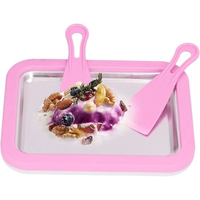 Machine à Glace Instantanée - Plaque En Acier Inoxydable Avec 2 Spatules - Pour Faire Des Ice Rolls, Sorbets, Yaourts Glacés - Sans électricité, Se Congèle Au Frigo