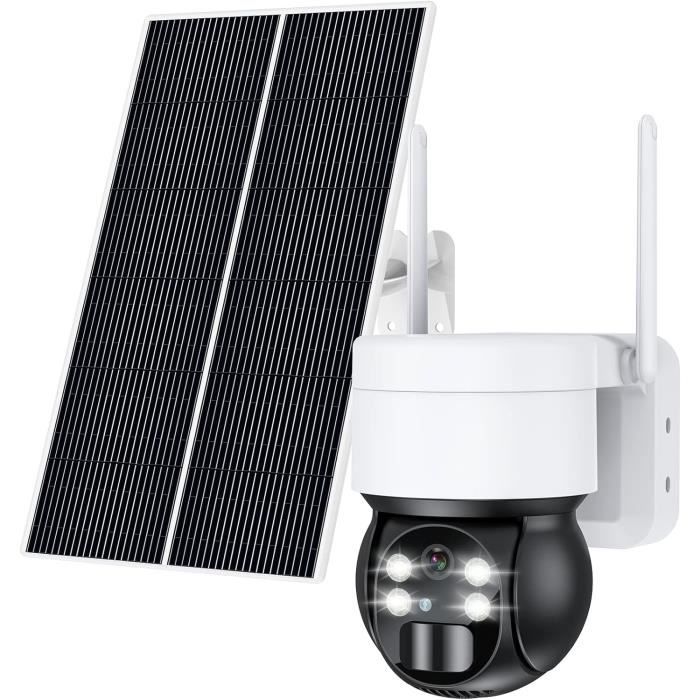 Caméra Solaire Extérieure 2K Sans Fil - 360° - Vision Nocturne - Détection Humaine - Étanchéité IP65 - Installation Facile
