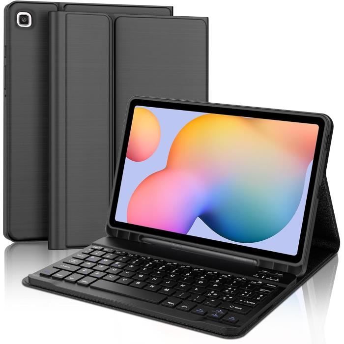 Clavier Bluetooth FINTIE AZERTY - Rétroéclairé 7 Couleurs - Pour IPad Et Tablettes Android - Noir