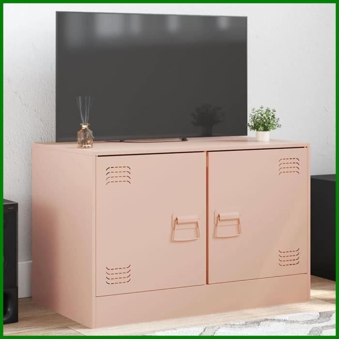 DXBK Meuble TV rose 67x39x44 cm acier 841633