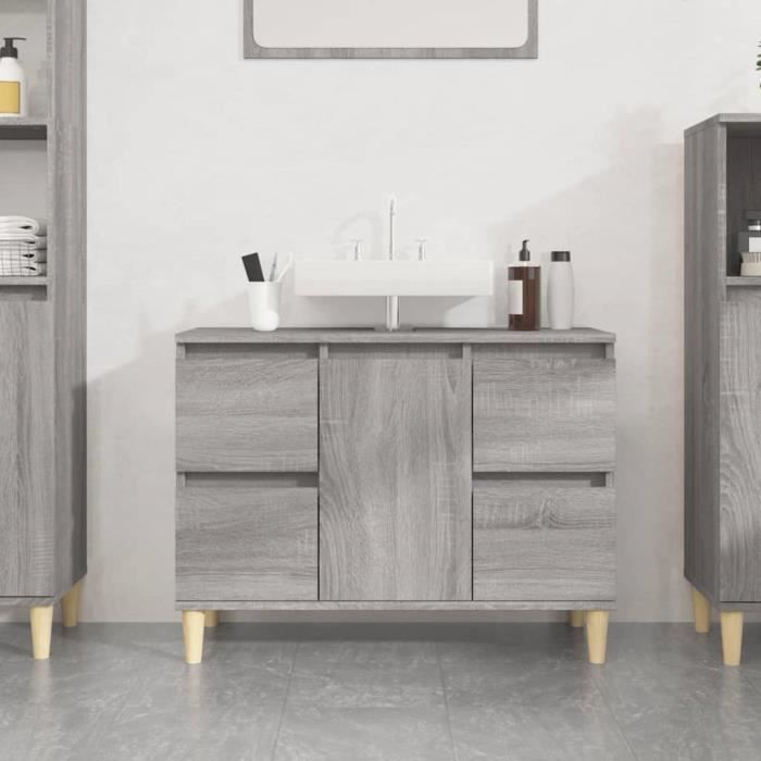 vidaXL Meuble dévier sonoma gris 80x33x60 cm bois dingénierie 821274