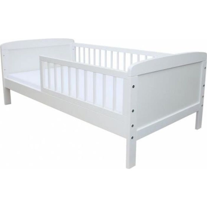 Lit enfant - Blanc - 140x70cm - sommier à lattes inclus