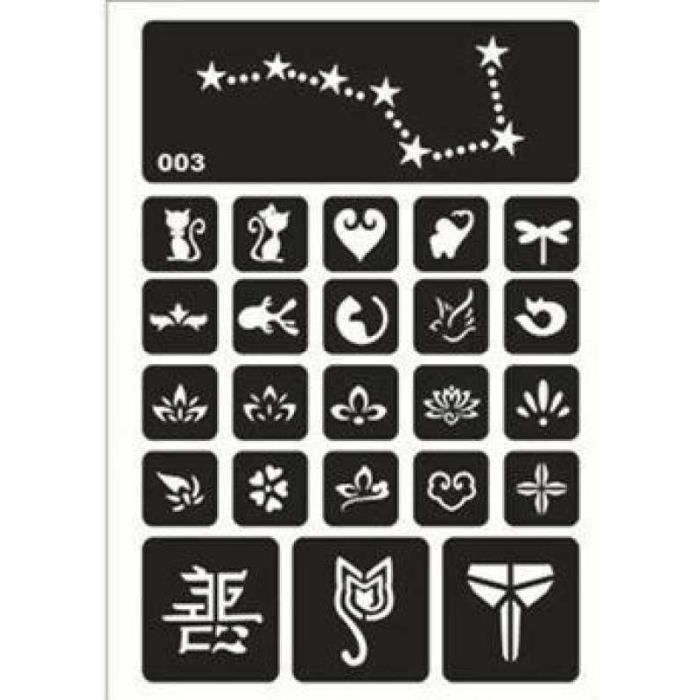 50 Pochoirs De Tatouage Garçon - Motifs Animaux & Nature (Paillettes/Art/Aérographe)