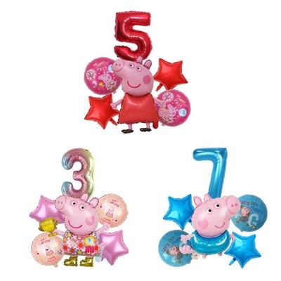 Peppa Pig Fête Foil Bannière & 5 Latex Ballons 