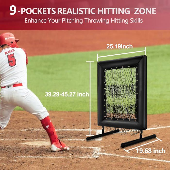 Filet de lancer baseball/softball 9 trous, zone de strike 5 hauteurs ...