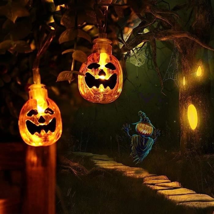 Guirlande Lumineuse Halloween - 4,5 M Avec 30 Citrouilles LED - Fonctionne Sur Piles (modes Fixe/clignotant) - Pour Décor Intérieur Et Extérieur