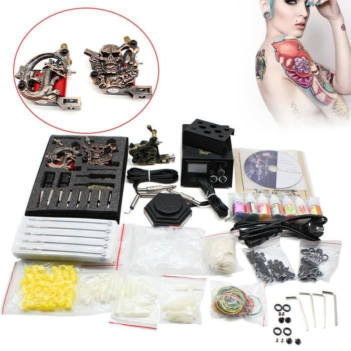 Tattoo set de tatouage complet 3 machines à tatouer 7 couleurs kit d